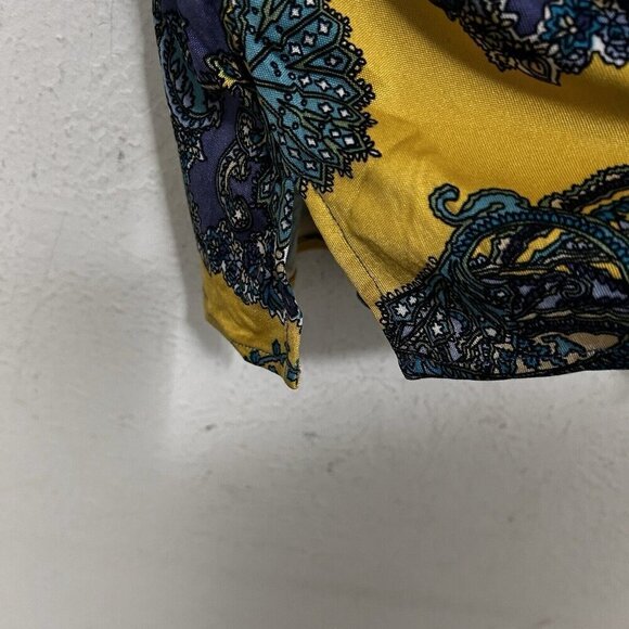 Nieves Lavi Vintage New York Yellow Blue 100% Silk Paisley Top Blouse Size M - Picture 8 of 11